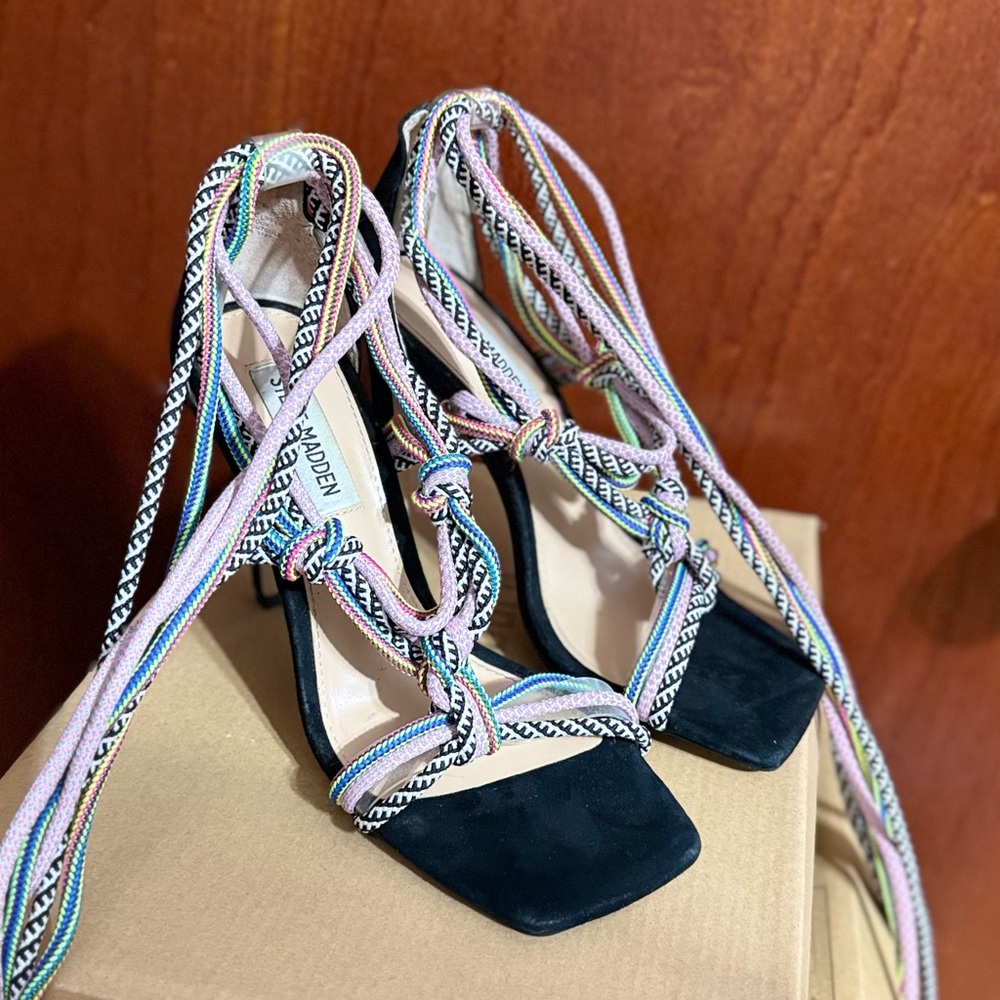 Steve Madden Black and Multicolor Strappy Sandals